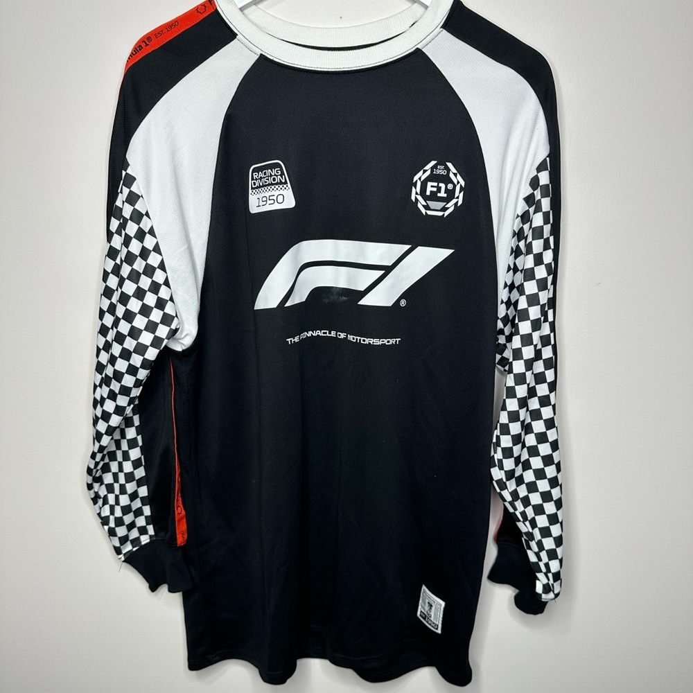 Hybrid Apparel Black & White Long Sleeve Racing Tee